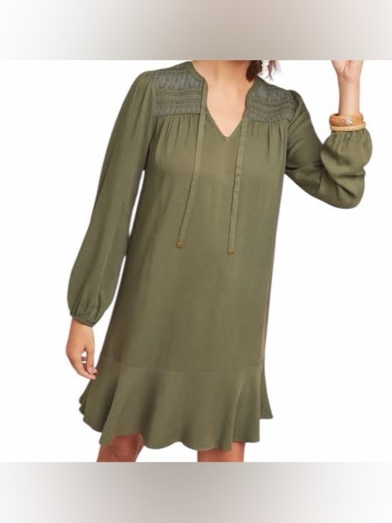Anthropologie Dresses & Skirts - Anthropologie Maeve smocked green tunic dress US 10